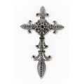 7003SIL-BLK BLACK CRYSTAL / SILVER WALL CROSS / W FDL DESIGN